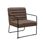 brown leather lounge chair with black frame