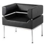 black leather reception seat.