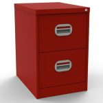 red filing drawers with 2 drawers