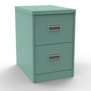 turquoise filing cabinet with 2 drawers