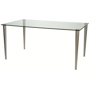 office glass computer desk with clear glass top and matt nickel legs