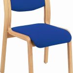 blue fabric meeting chair with wooden fame