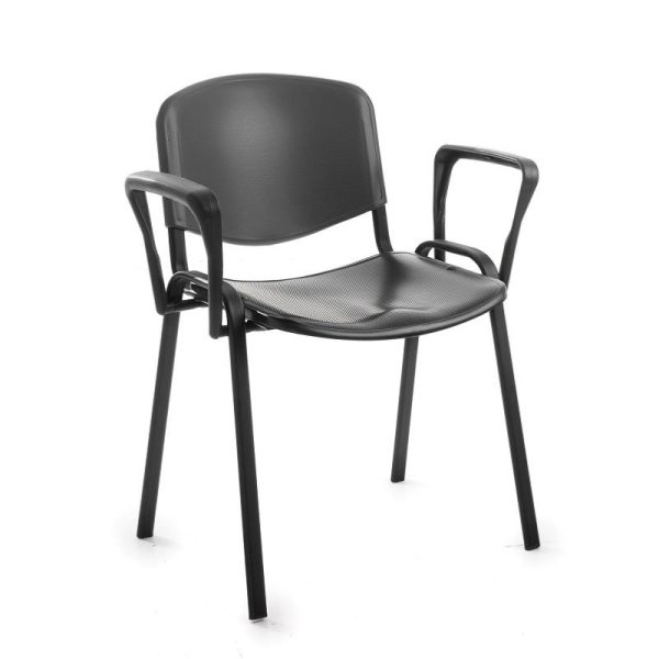 Conference / Meeting Chair Aquarius Black Frame Plastic Seat With  Arms - Image 2