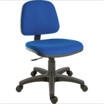 entry level operator chair in blue fabric no arms