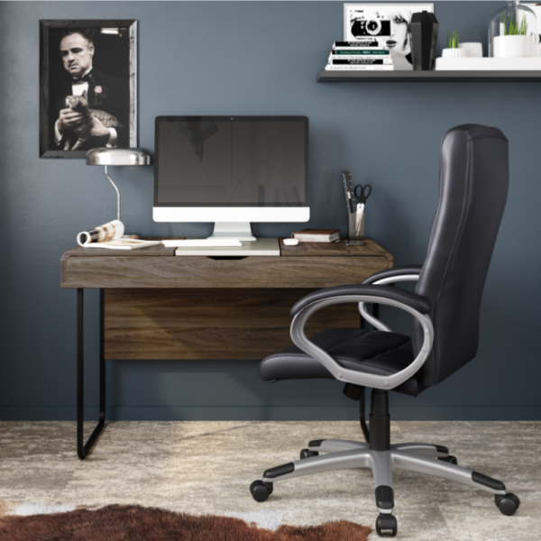 Office Chair Hartfield Black Leather - Image 2
