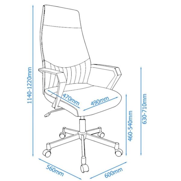 High Back Office Chair San Francisco Black Leather - Image 5