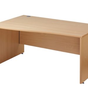 wave office desk with panel ends in beech finish