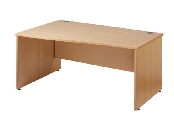 wave office desk with panel ends in beech finish