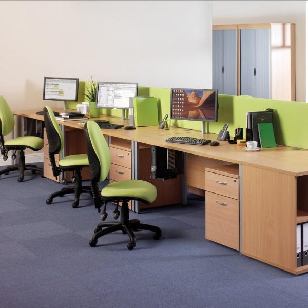 Office Straight Desk H Leg With 2 x 3 Drawer Pedestals Work 25 - Image 2
