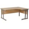 radial office desk beech with silver cantilever legs