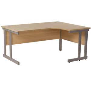radial office desk beech with silver cantilever legs