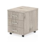 3 drawer under desk pedestal in grey oak