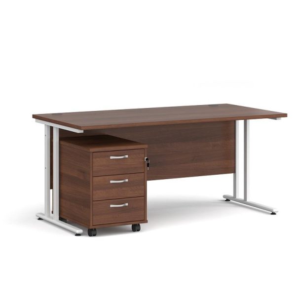 Office desk bundle. Office desk and office pedestal in walnut