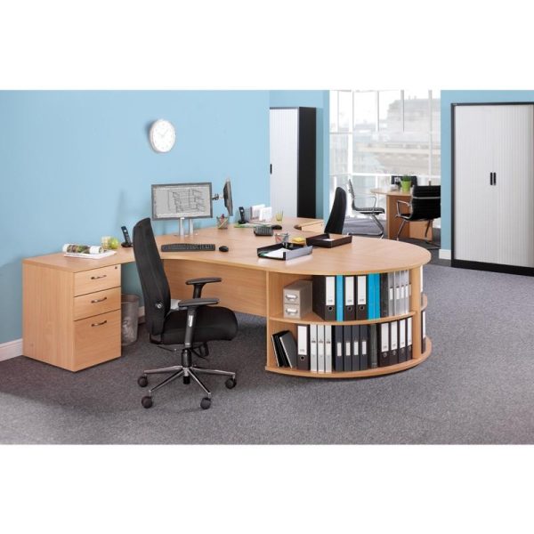 Office Desk High Pedestal Work H8 Beech - Image 3