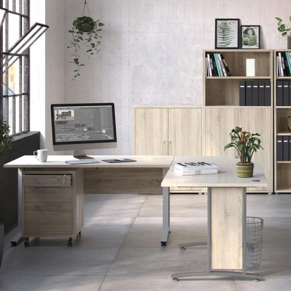 Alexis Office Bookcase With 2 Shelves And Doors Oak - Image 3