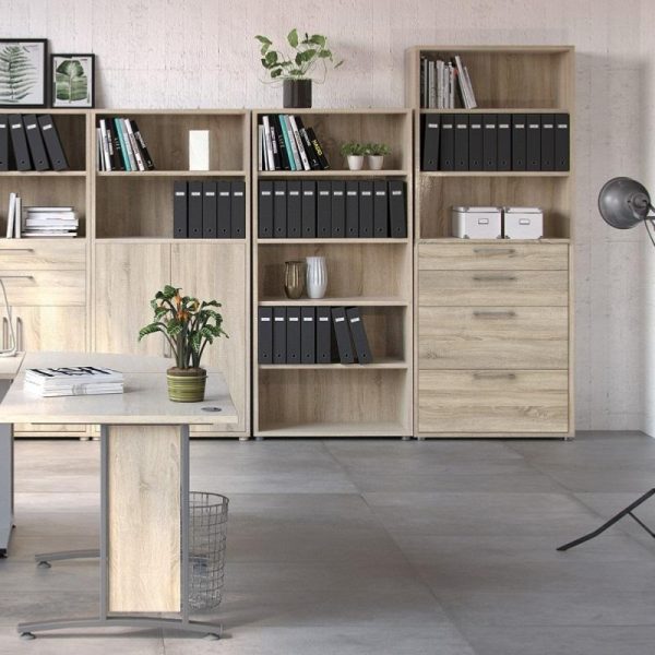Alexis Office Storage Unit With Cupboard and 2 Shelves, 2 Drawers And 2 File Drawers Oak - Image 3