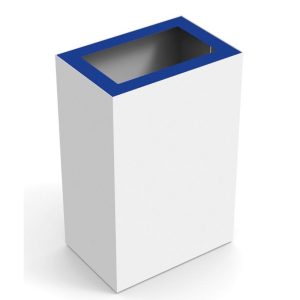 mobile office recycling bin white with blue top