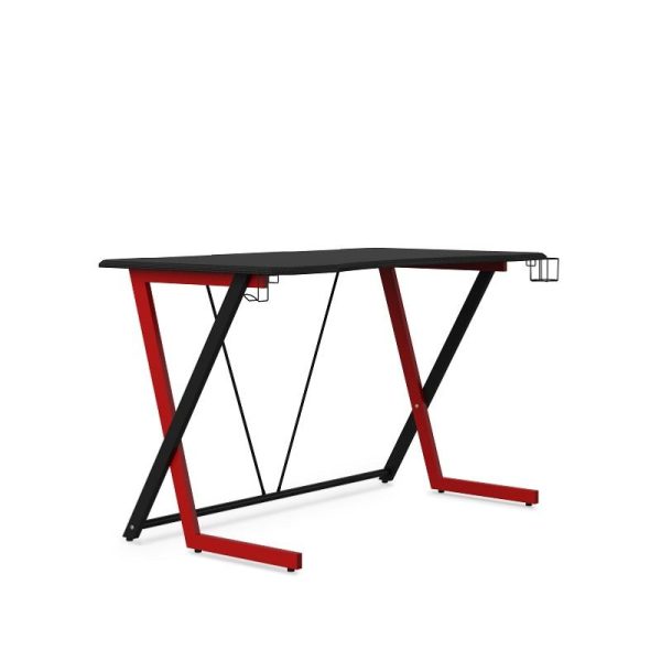 stylish gaming desk in red and black