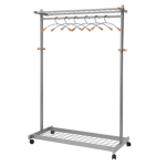 mobile garment rack in silver with 6 hangers