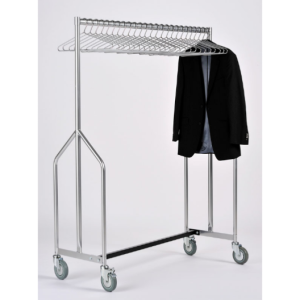 heavy duty clothes rail with chrome hangers and coat