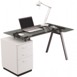 smoked glass topped desk with grey frame