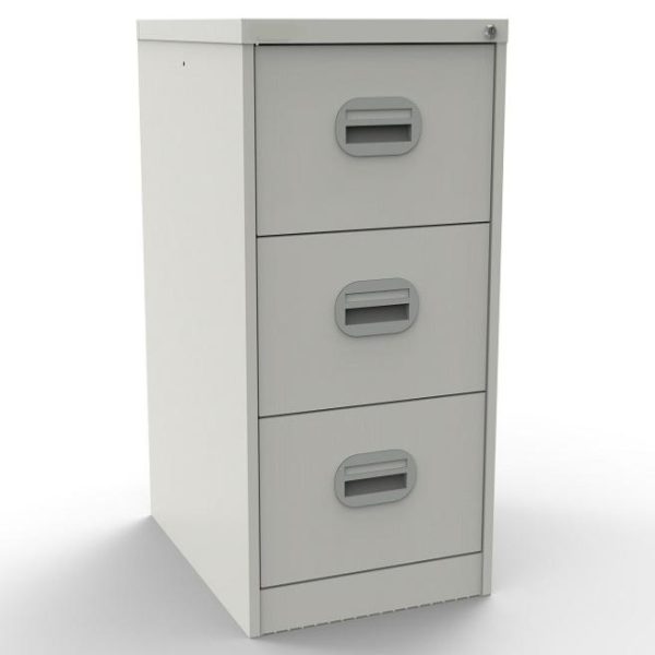 satin white filing cabinet with 3 drawers