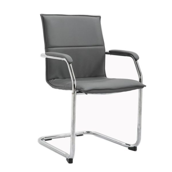 Meeting Chair Earth Black Or Grey Faux Leather - Image 5
