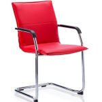 red leather meeting chair with chrome cantilever frame