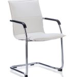 white leather meeting chair with chrome cantilever frame
