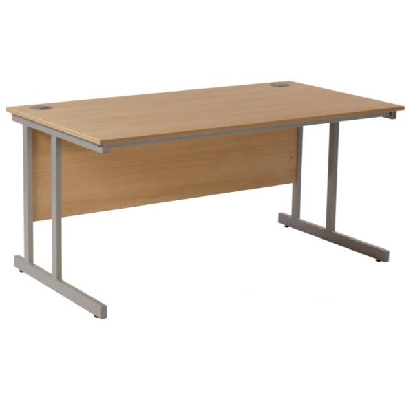 office desk beech with silver cantilever leg