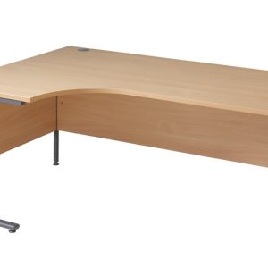 ergonomic office desk with beech desk top and black leg frame