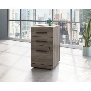 3 drawer office mobile desk pedestal in elm finish