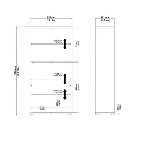 Alexis Office Storage Unit With Cupboard and 2 Drawers And 2 Shelves White - Image 9