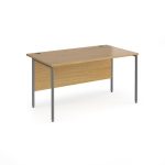 H frames desks with oak desk top and graphite leg frame