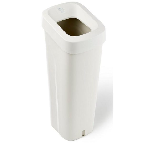 white office recycling bin