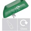 green office recycling bin lid with glass lettering and pictogram