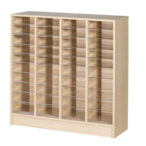 40 space premium pigeon hole unit in maple finish. Quad column, 4 x 10 pigeon holes