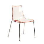 cafe chairs with red and white seat with chrome frame