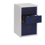 filing cabinet 2 drawers with grey carcass and blue drawers