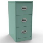 turquoise filing cabinet with 3 drawers