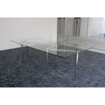 glass board room table with chrome frame