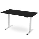 height adjustable desk black desk top and white leg frame