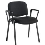 meeting chairs with arms in black fabric and black frame