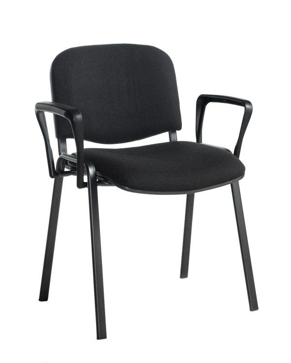 meeting chairs with arms in black fabric and black frame