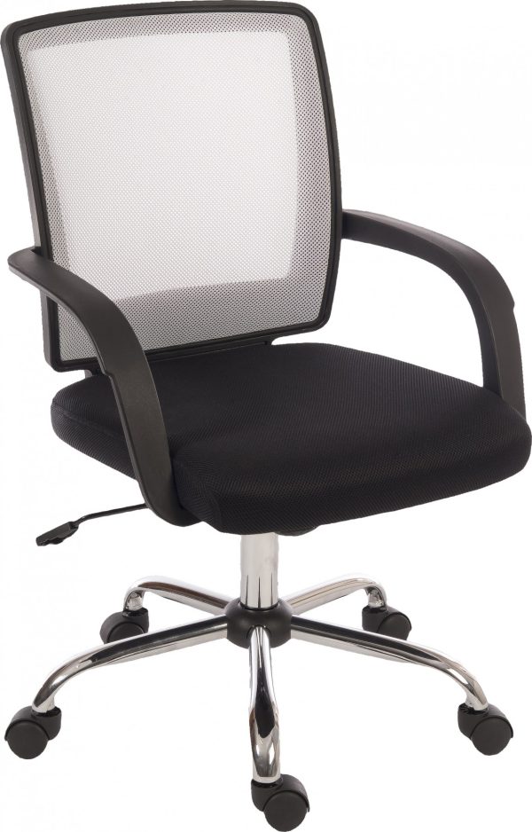 mesh back office chair with white mesh back and black seat