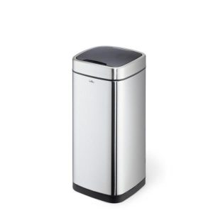 office bin no touch in stainless steel and black lid