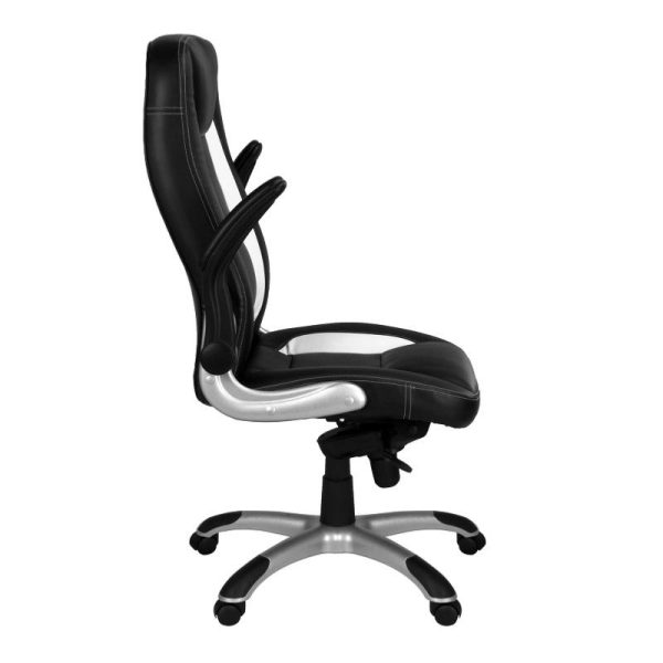 Office Chair Strike Black And White Leather - Image 2