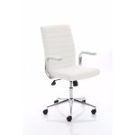 white leather executive office chair with chrome base