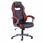 high back office chair in red and black faux leather