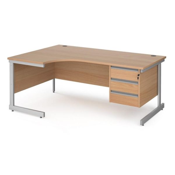 Ergonomic Desk Maine Cantilever Frame With Three Drawer Pedestal - Image 8